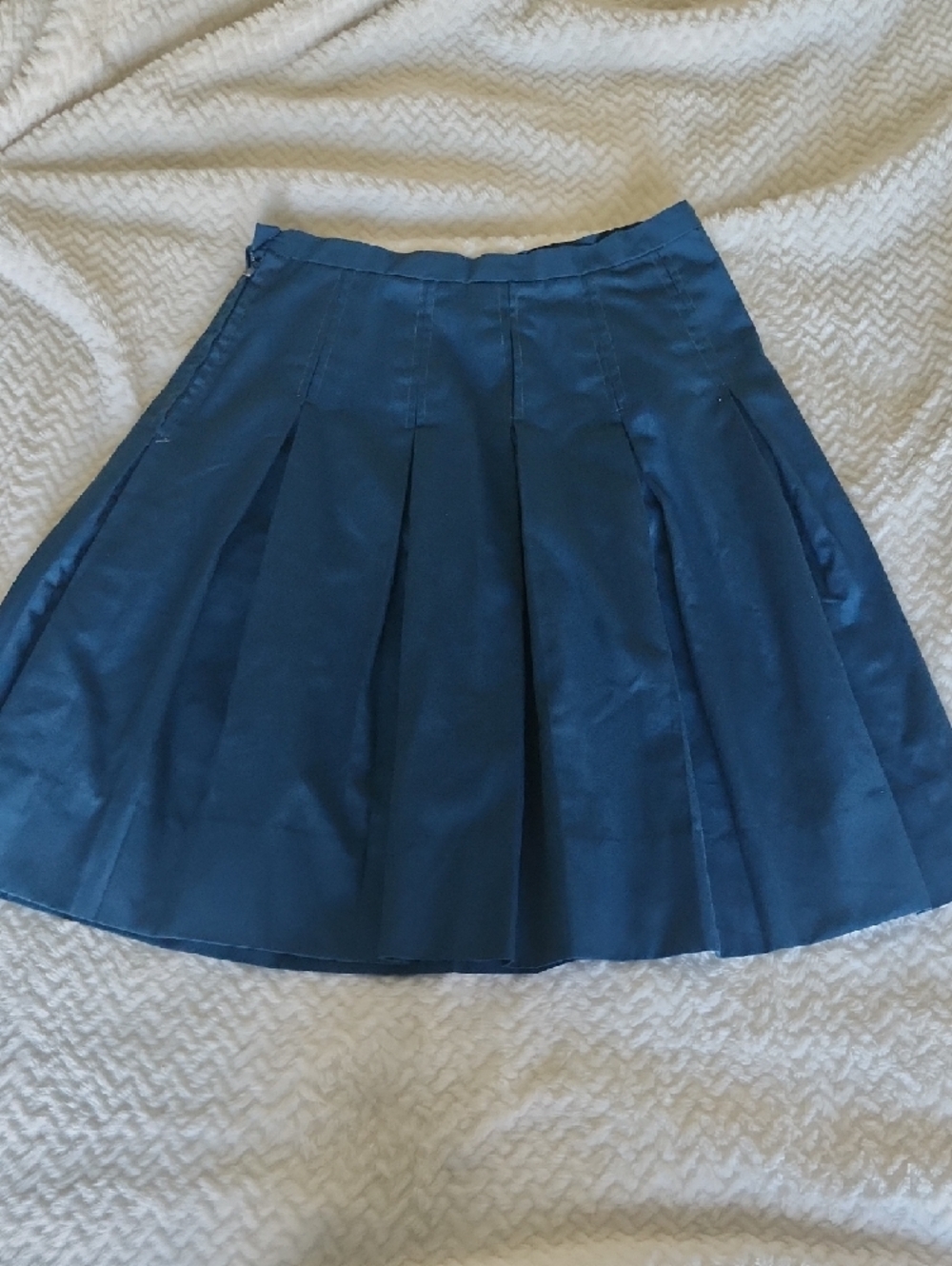 Vintage ILGWU UNION MADE Navy A-line Skirt with Pleated Panels